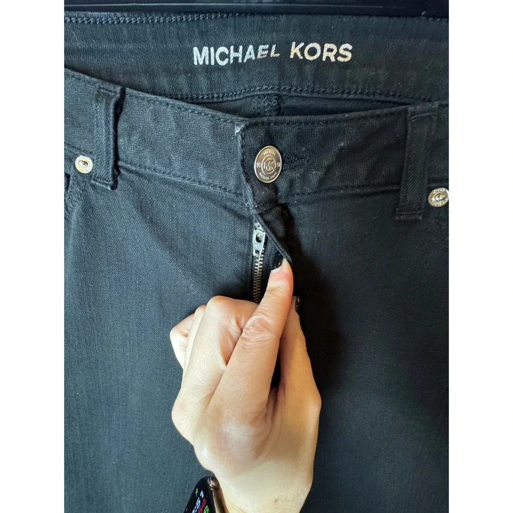 Michael Kors Jeans Women 8 Black Denim‎ Cotton Blend Skinny Mid Rise Streetwear
